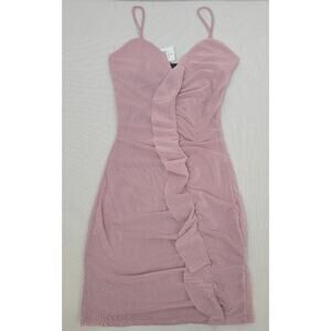 Windsor Sleeveless Sparkly Mauve Glitter Ruffle Mini Dress Sz Medium